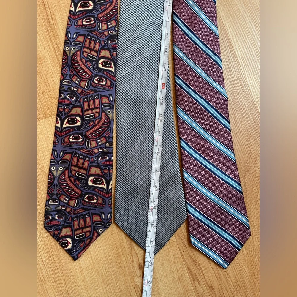 Bundle lot of 3 men’s ties silk vintage tie Boxelder Company Zylos Cremieux